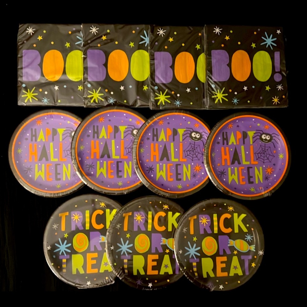 Bundle “Happy Halloween” Party Plates Napkins "Trick Or Treat” "BOO"